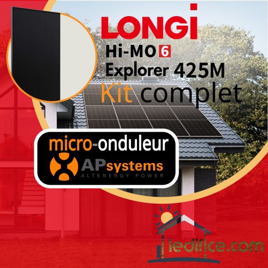 Kit photovoltaïque 3.825 kW LONG Explorer 425 avec 9 panneaux LONGI Hi-Mo 6 Full Black avec micro-onduleur APSystems