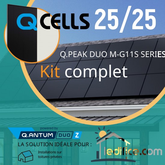 Kit photovoltaïque 3.95 kW Q-CELLS Q.Peak G11-Plus avec 10 panneaux Q-Cells G11-Plus 395Wc , Full Black 