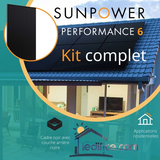 Kit photovoltaïque - 6,075 kW TRIPHASE SUNPOWER Performance 6 avec 15 panneaux P6 405Wc
