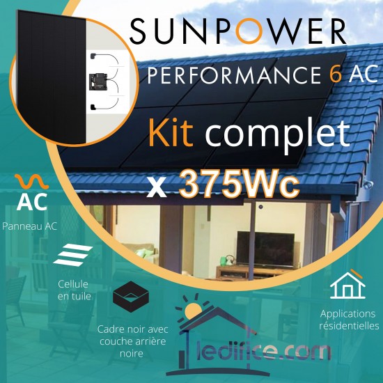 Kit photovoltaïque 7.875 kW SUNPOWER Performance 6 DC avec 21 panneaux Sunpower Performance 6 DC 375Wc , Full Black 